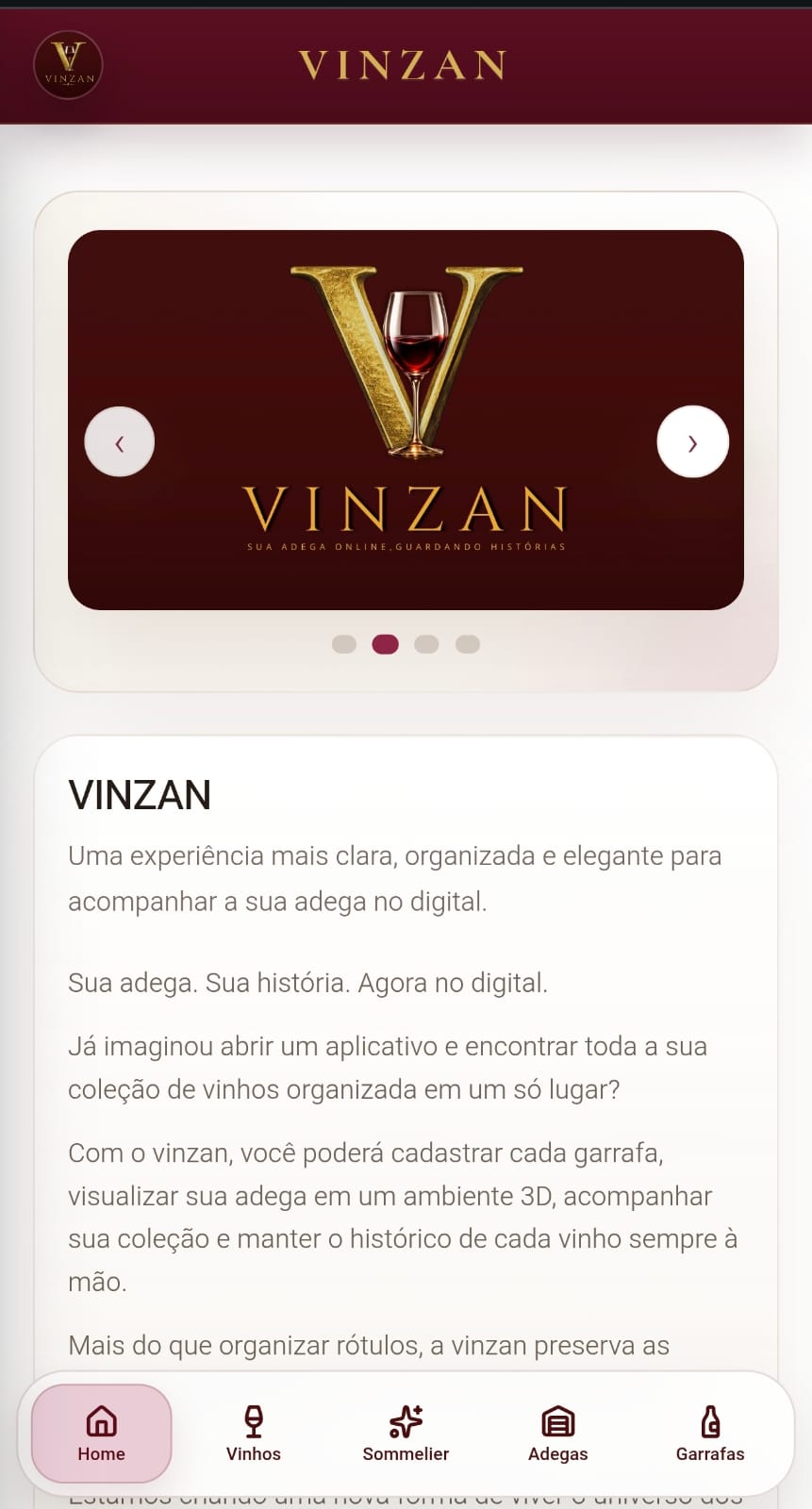 VINZAN — sua adega online, guardando histórias